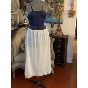 Women's vintage French Maid cream with green Lace Trim Skirt Size L